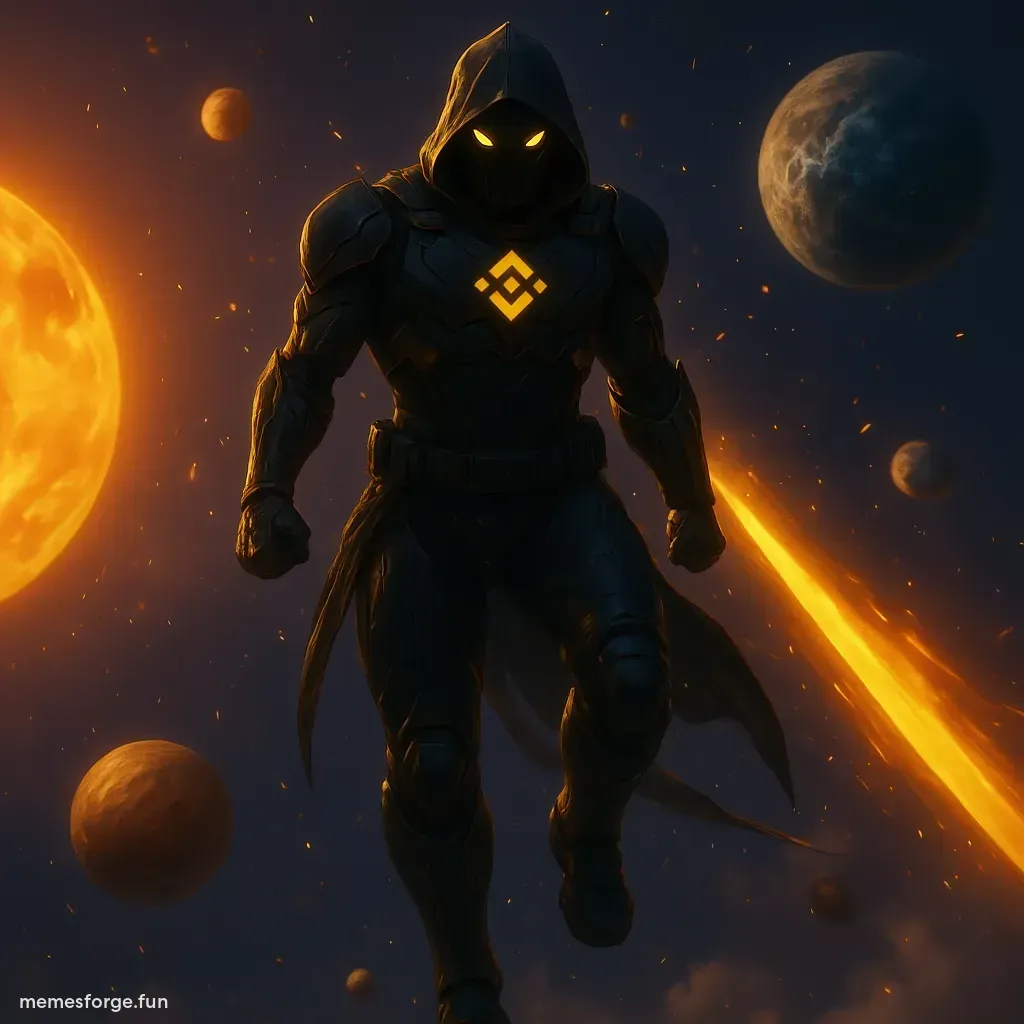 captain flying through the galaxy passing planets from our solar system in the background with flames coming out of him