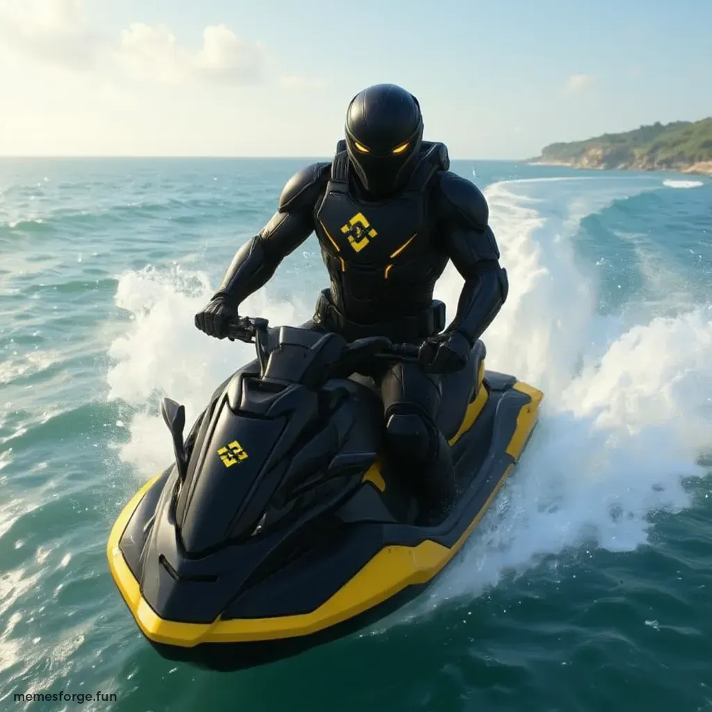Captainbnb on a jet ski going fast across the water