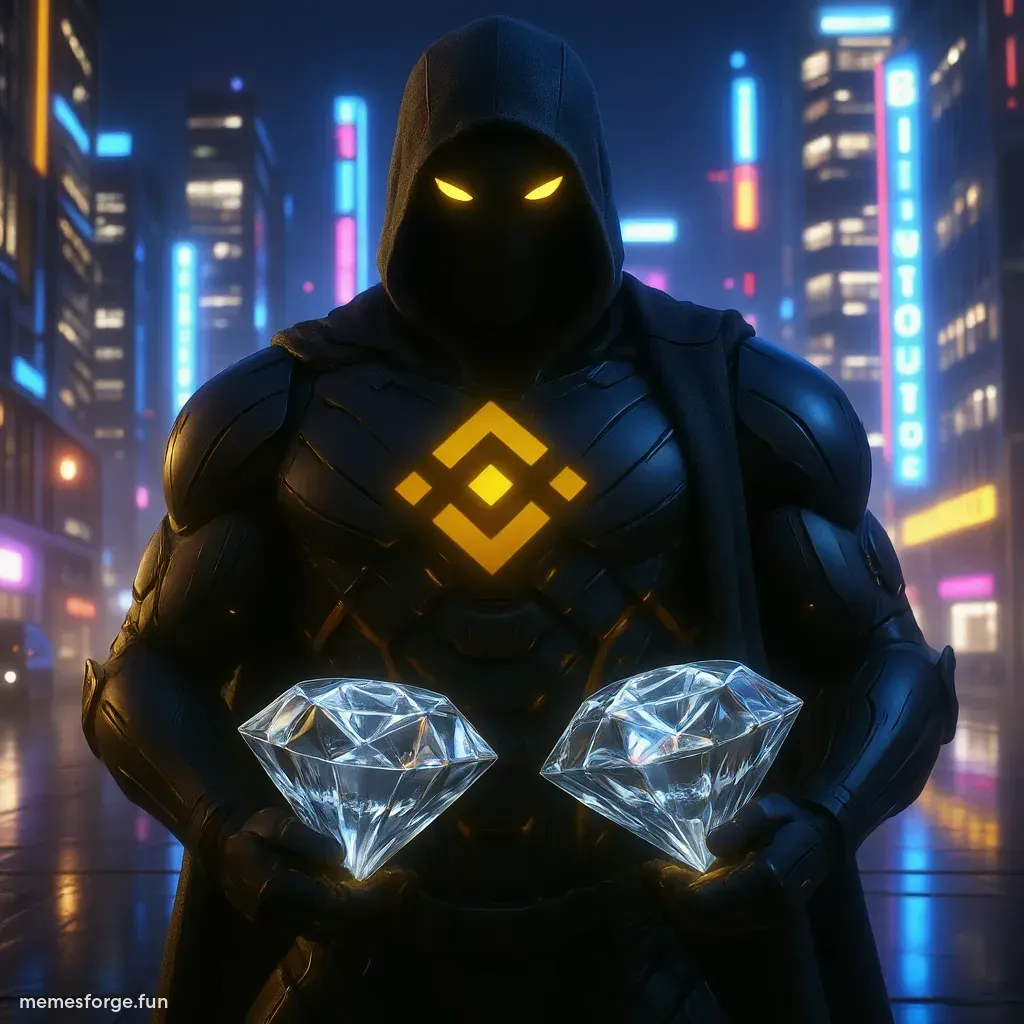 CaptainBNB holding a giant pair of testicles made out of diamonds