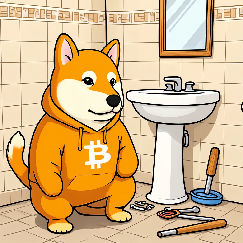 A dog looking to do some bathroom plumbing