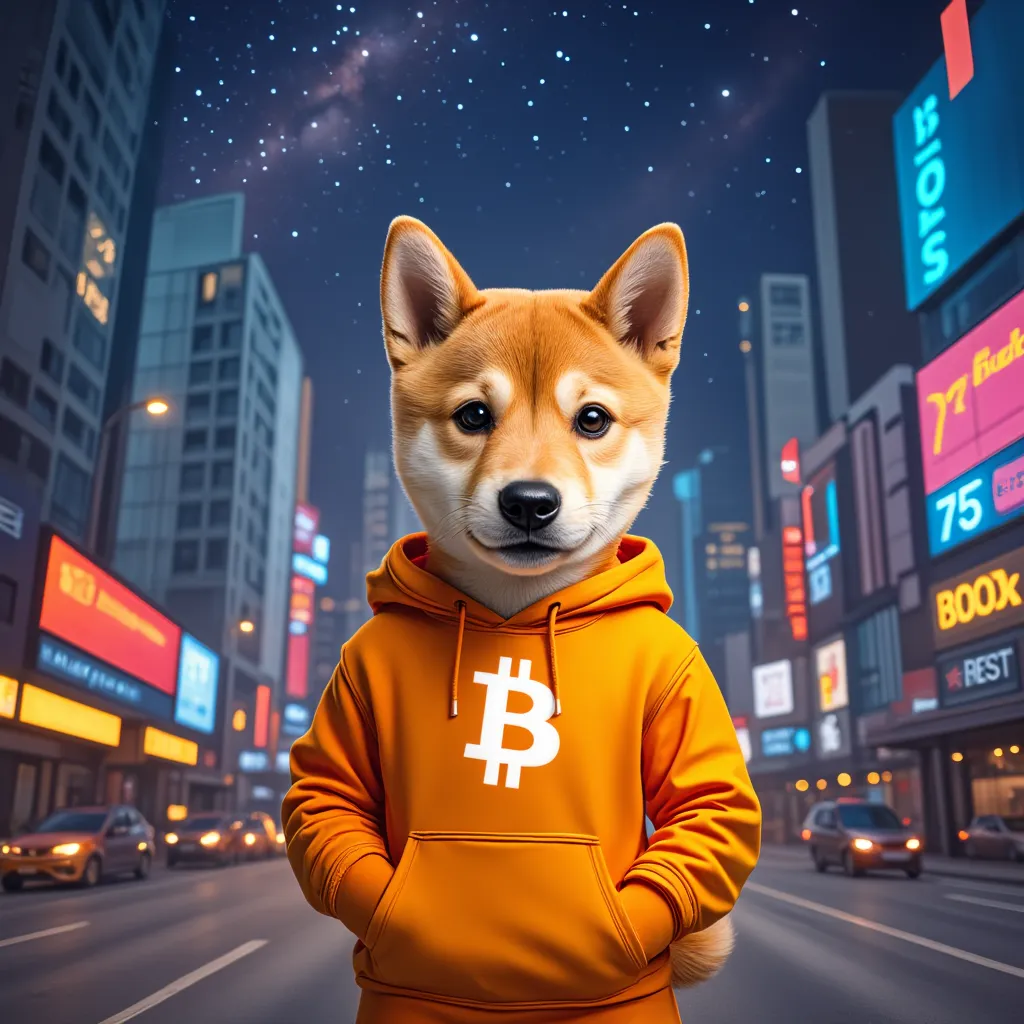 A dog in a city with space as the sky. Make it realistic.