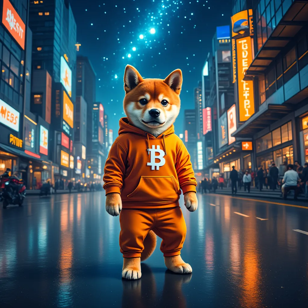 A dog in a city with space as the sky. Make it realistic.