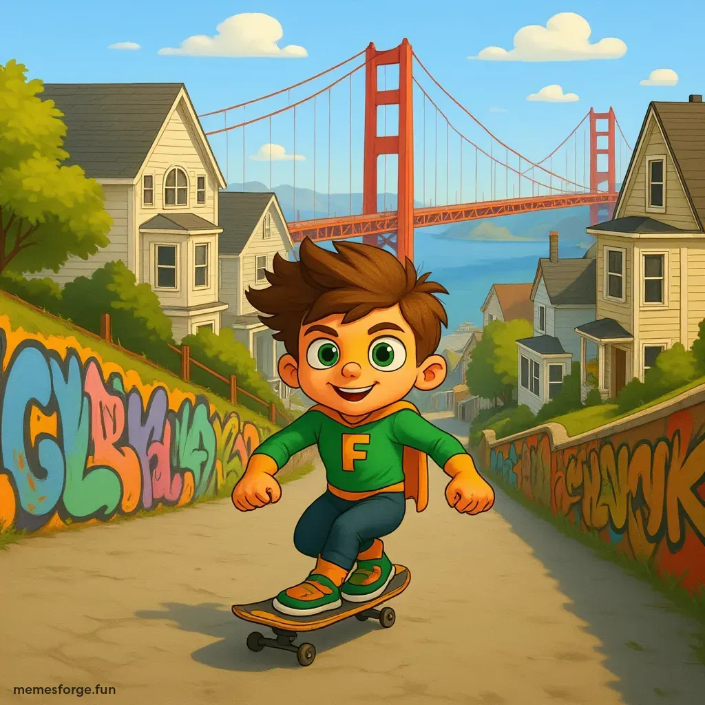 Fartboy skateboarding in San Francisco