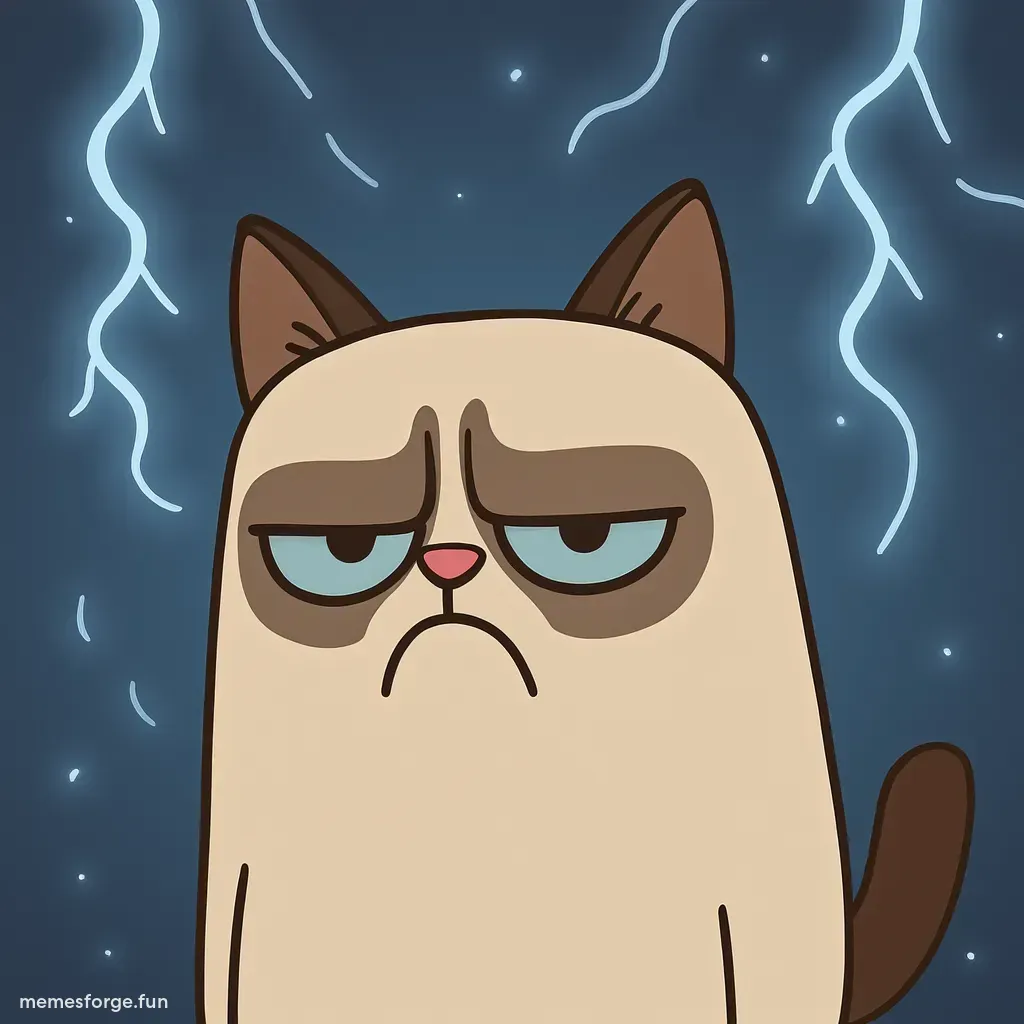 Grumpy cartoon alligator with a scowl and blue lightning bolts