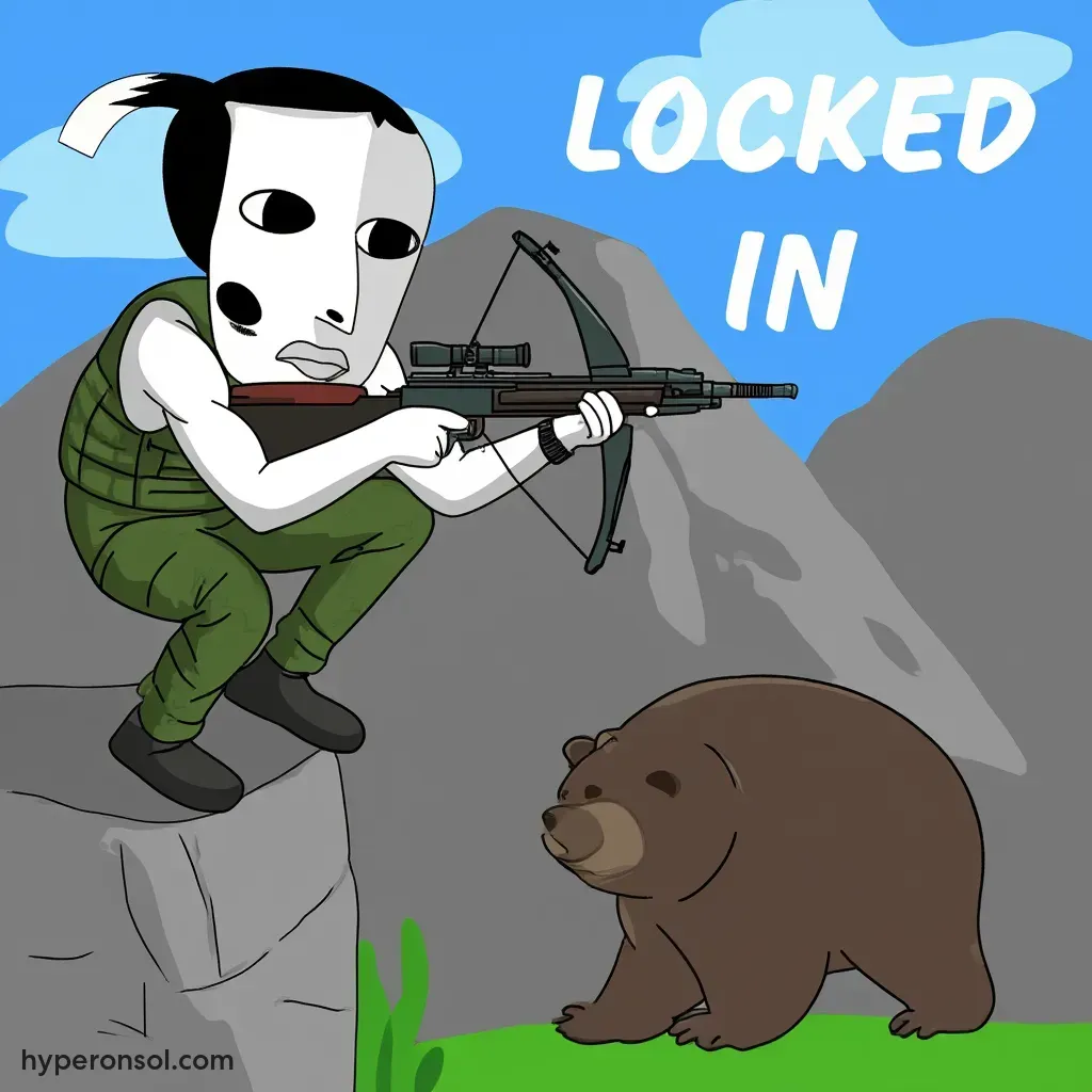 hyper aiming at a bear from a cliff and hyper says locked in