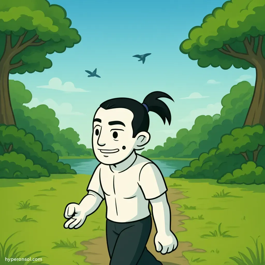 hyper walking in the park with birds in the trees