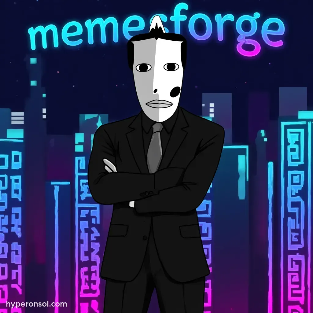 Superior project dominating blockchain, text "memesforge"