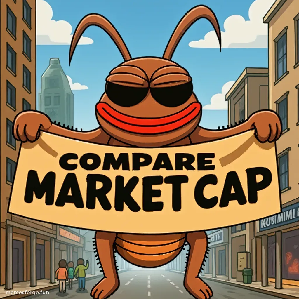Billboard with text COMPARE MARKET CAP With Character KOKOK