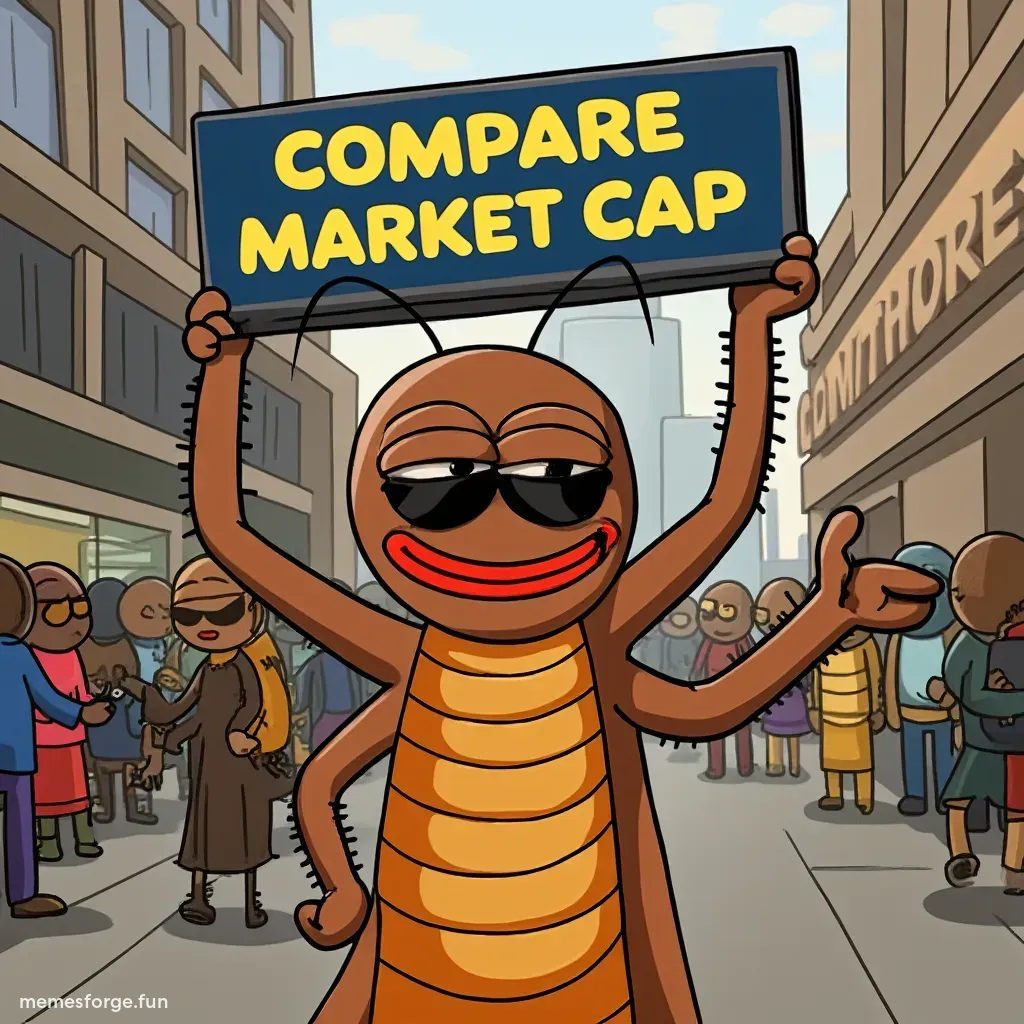 Billboard with text COMPARE MARKET CAP With Character KOKOK