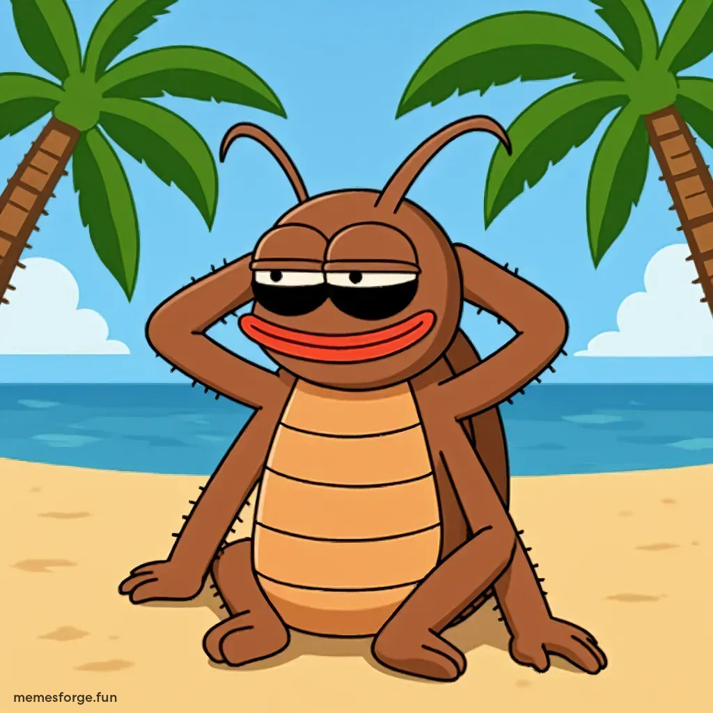 Kokok lay down on the beach