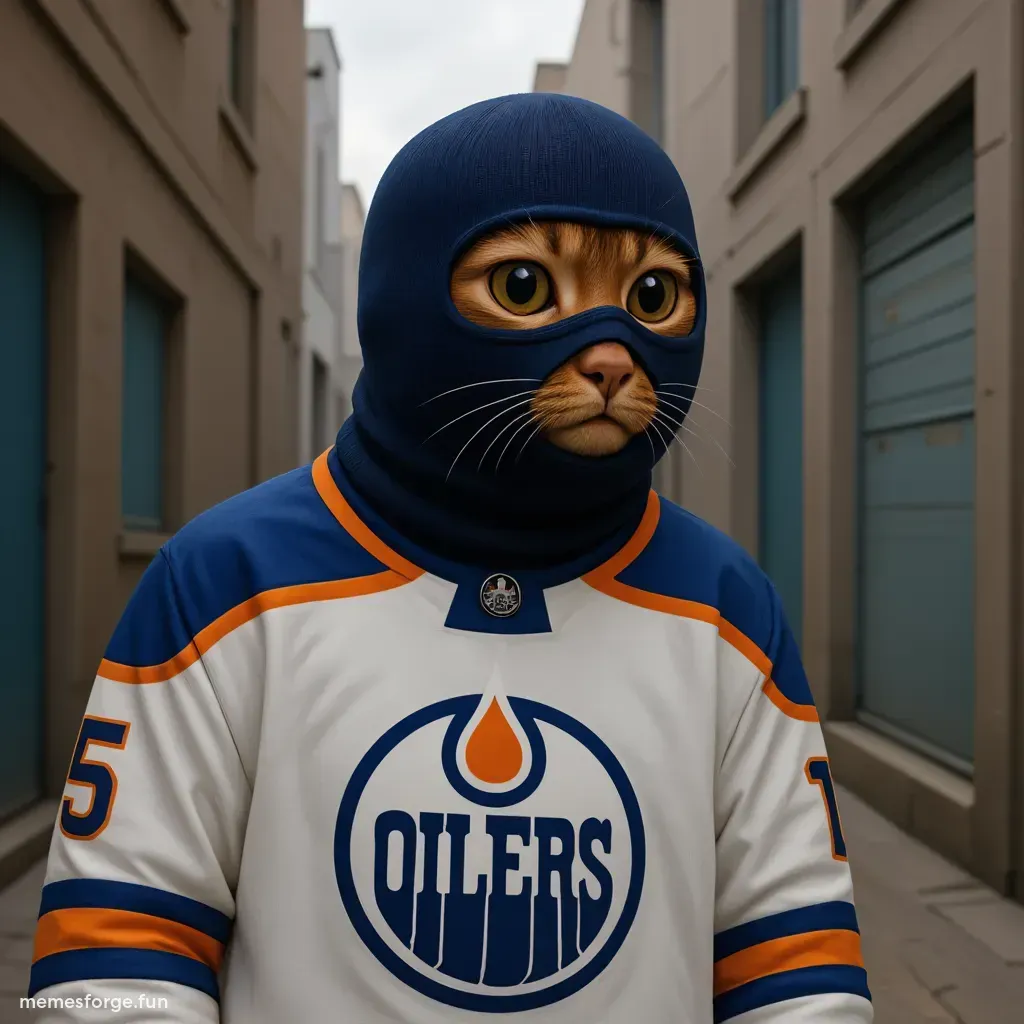 Cat wif mask profile picture of a cat wif mask and wearing edmonton oilers jersey number 69