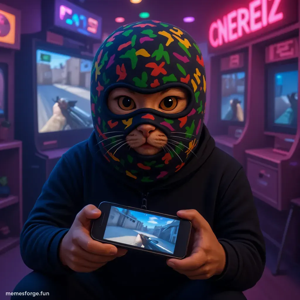 Catwifmask playing new colorful game FrugPunk
