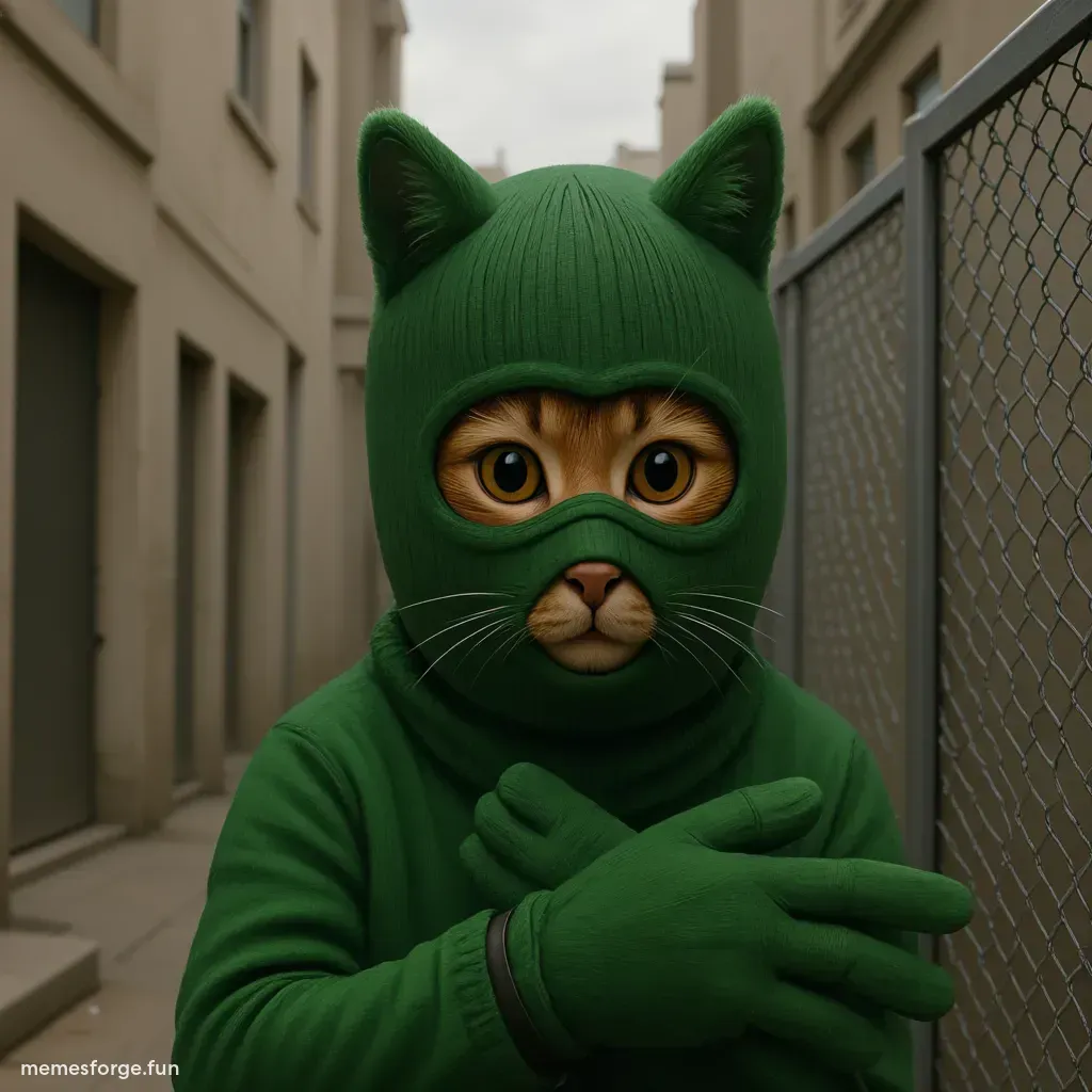 city American hood pimp group gang pose bling chains cat green fur new unused template gamma focused sharpened enhanced