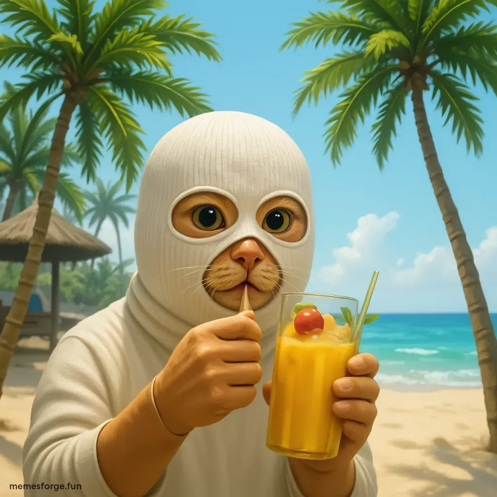 Drinking a pina colada cocktail on a beach