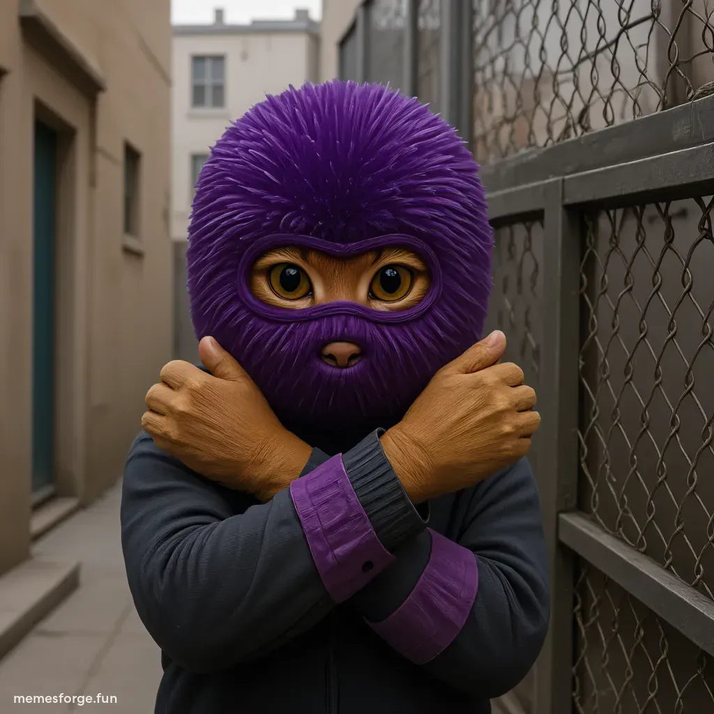 city American hood pimp group gang pose bling chains cat purple fur new unused template gamma focused sharpened enhanced