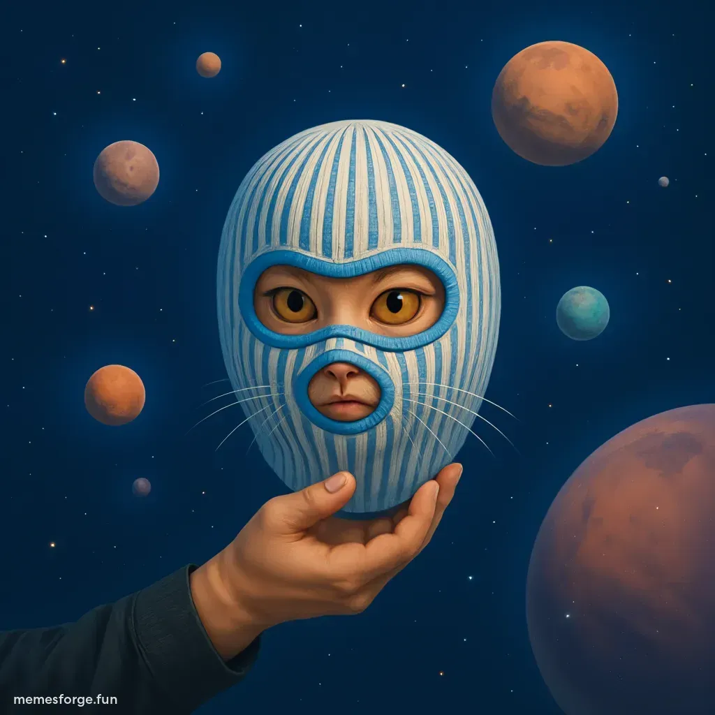 space cat gives a mask to donald trump
