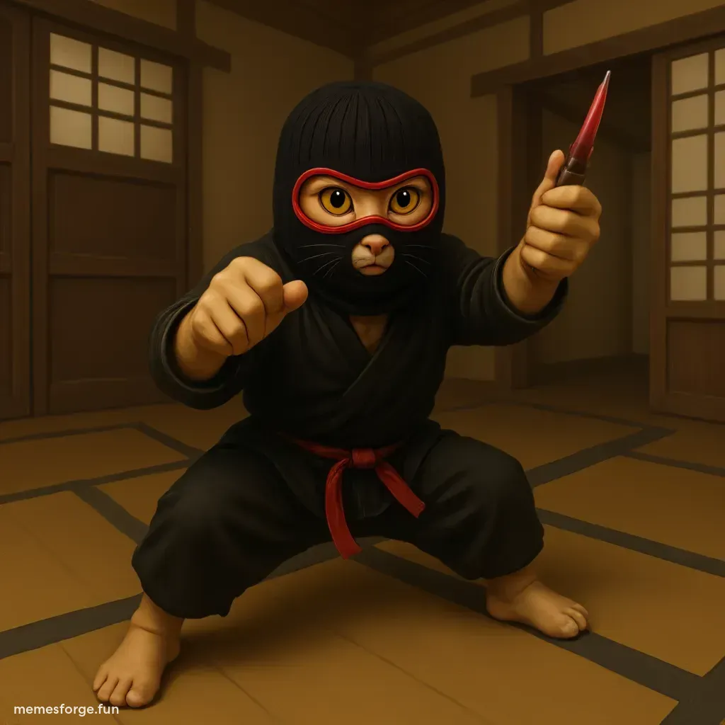 Cat in full mask as kung fu master
