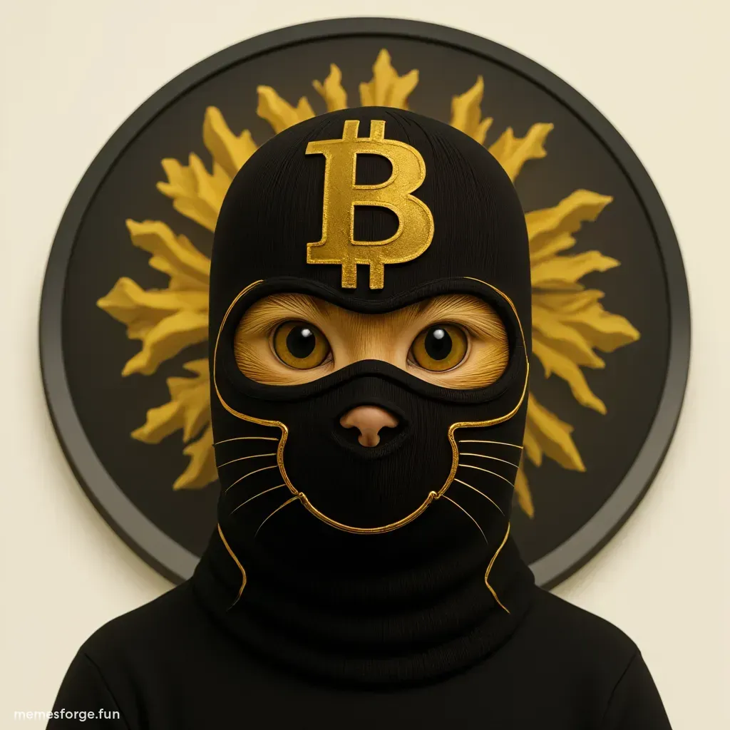 mask cat gold black logo btc