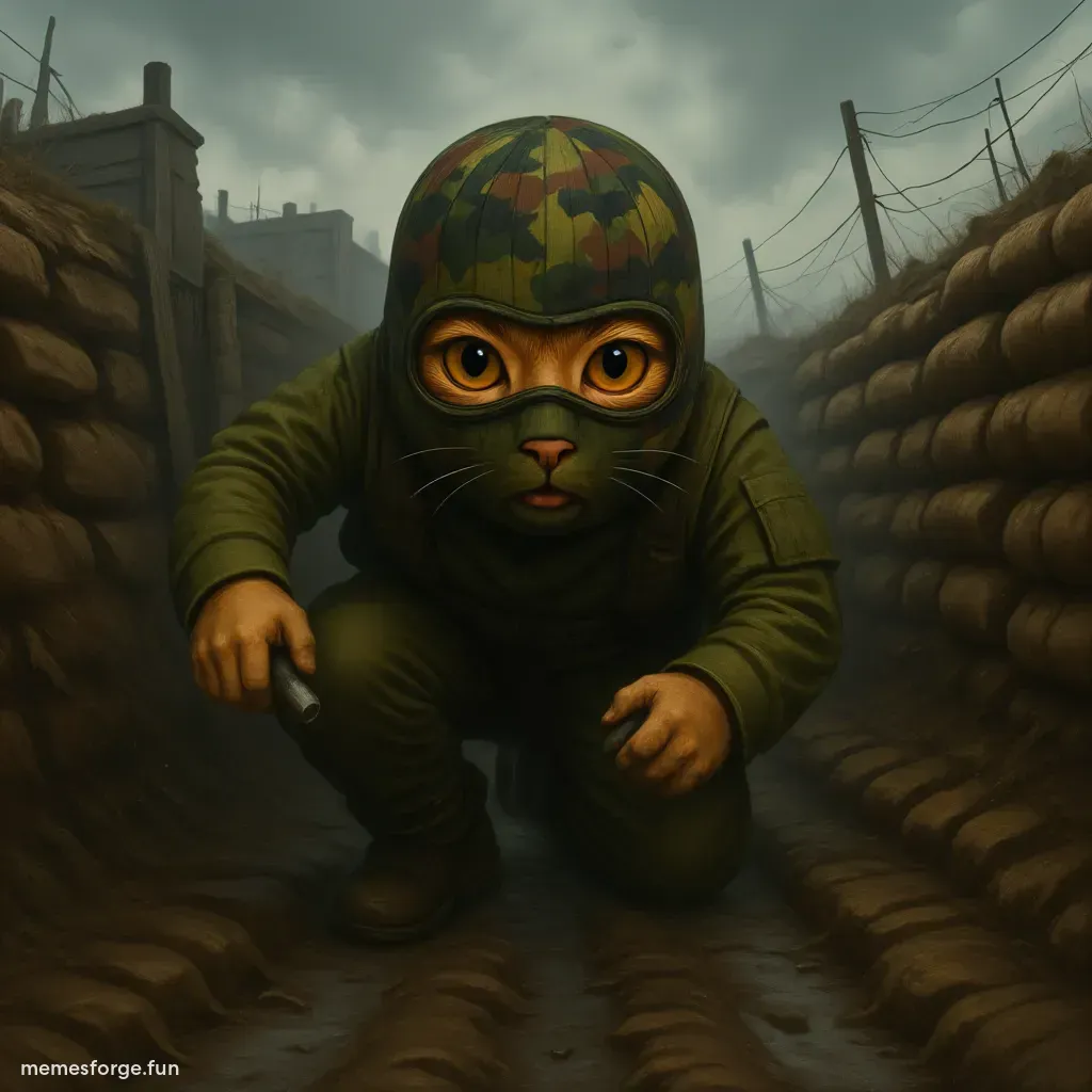 Create a group of masked soldiers in the trenches