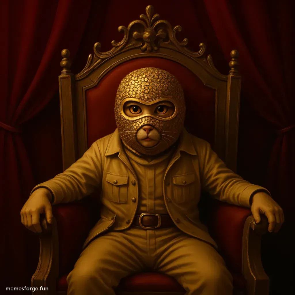 Setting on a chair wearing a crown
