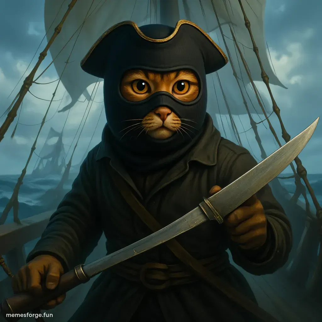 Pirate mask old ship at sea