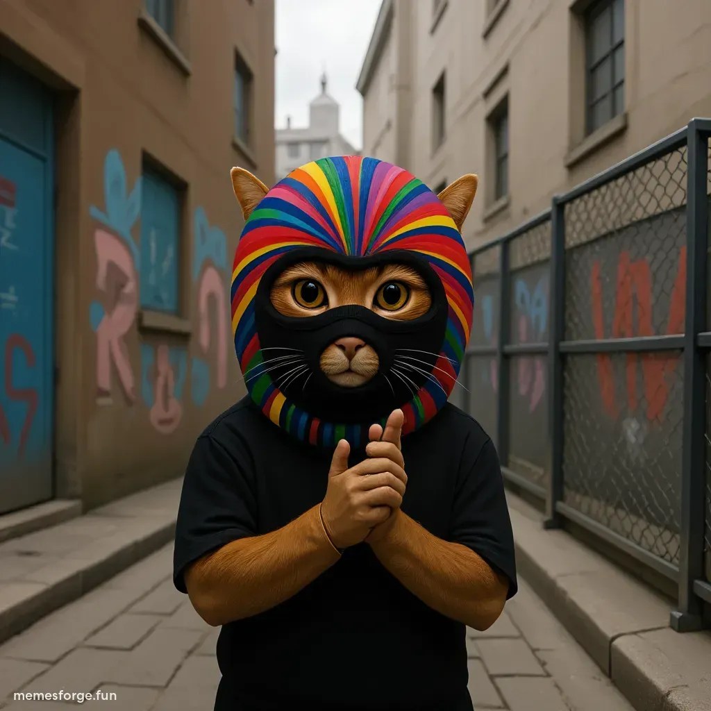 city American hood pimp group gang pose bling chains cat rainbow fur new unused template gamma focused sharpened enhanced