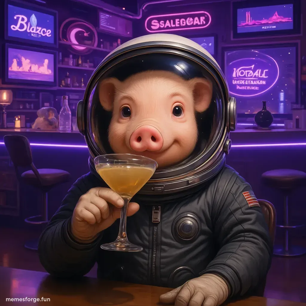 moonpig in a futuristic bar