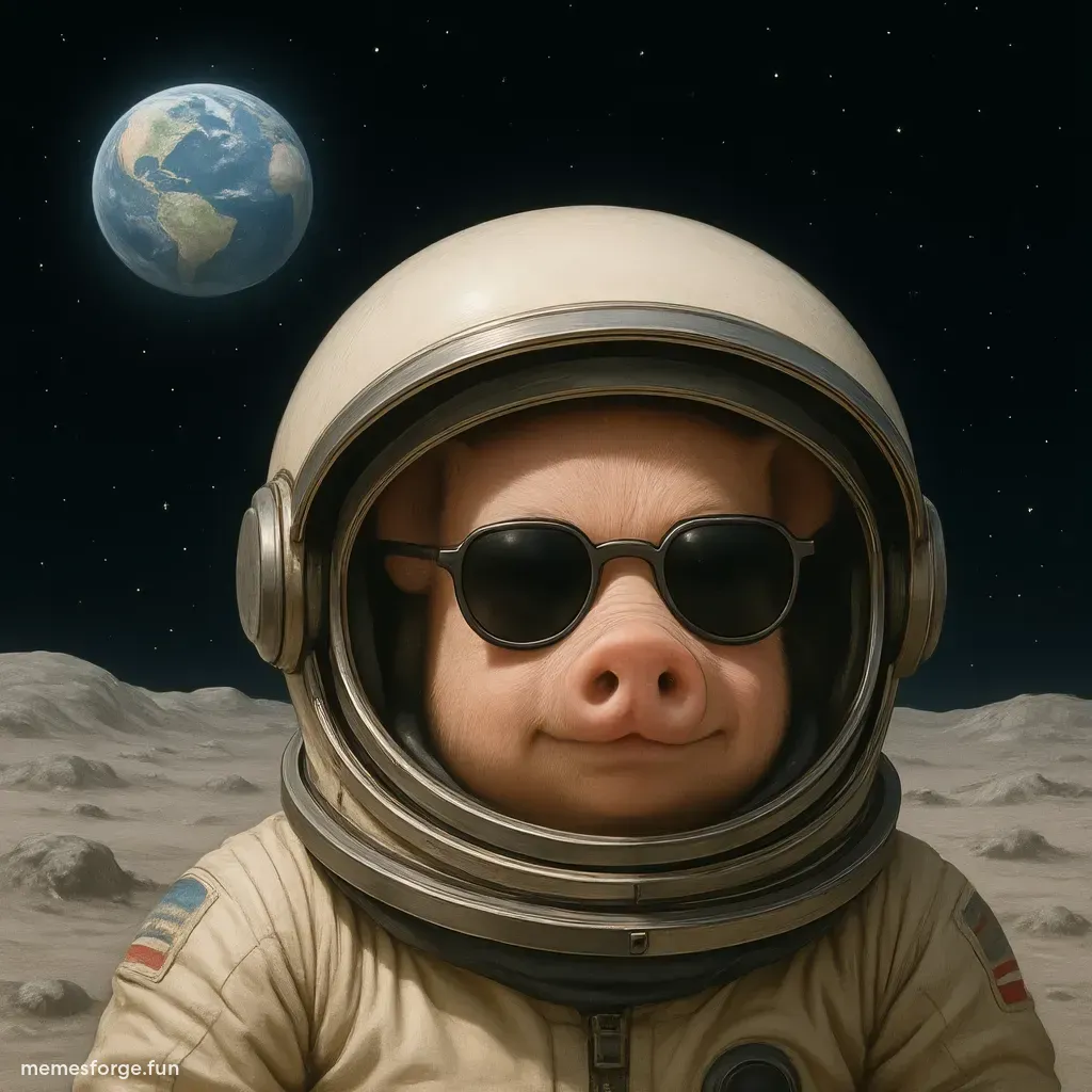 James Wynn sunbathing on the moon, beach chair, sunglasses, $Moonpig logo subtly in the background