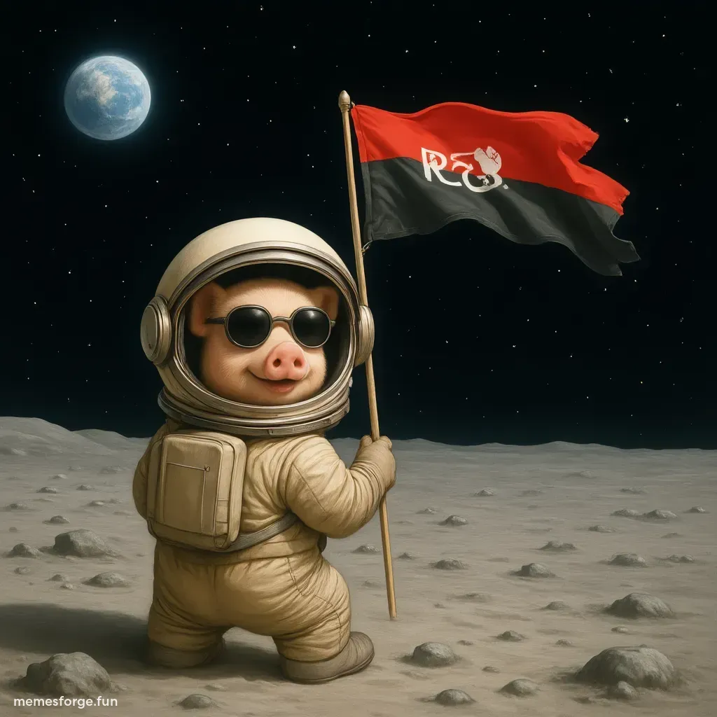 James Wynn sunbathing on the moon, beach chair, sunglasses, $Moonpig flag