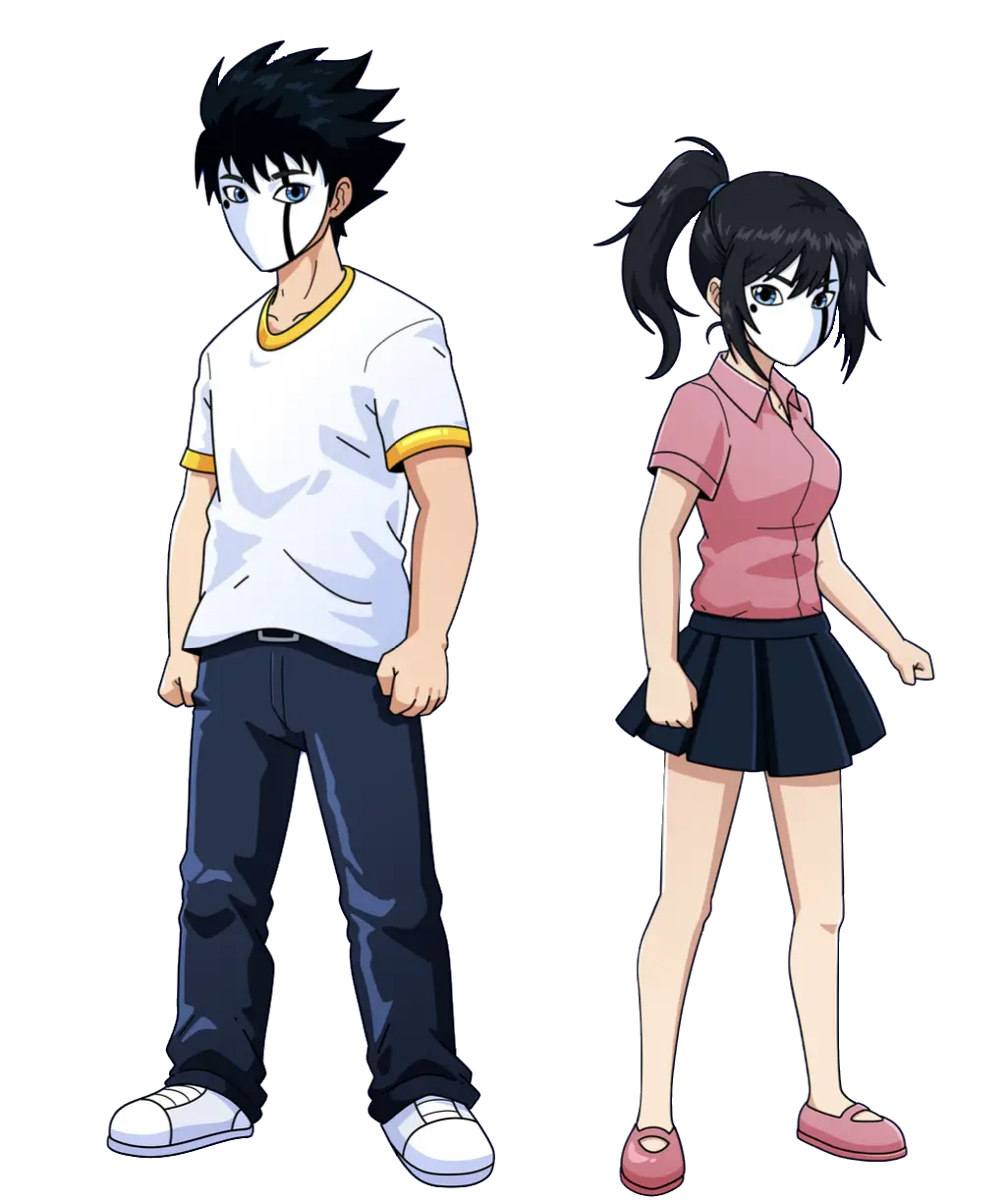 Masked characters illustration